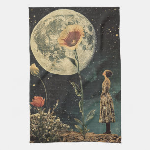 Moonlit Elegance - Vrouw met Maan Theedoek