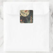 Moonlit Elegance - Vrouw met Maan Vierkante Sticker (Tas)