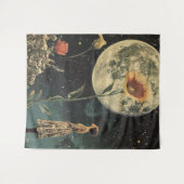 Moonlit Elegance - Vrouw met Maan Wandkleed (Voorkant (horizontaal))