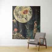 Moonlit Elegance - Vrouw met Maan Wandkleed (In situ)
