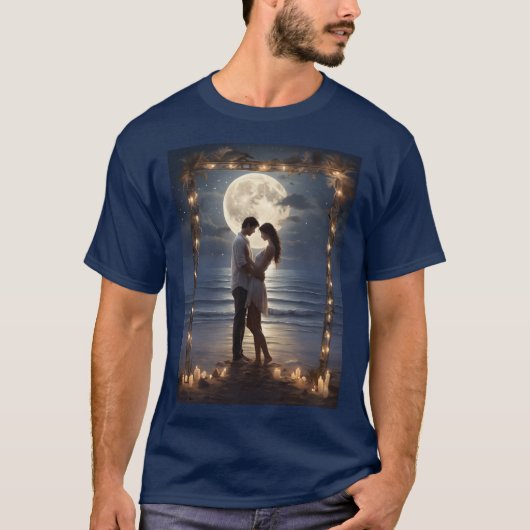 Moonlit Elegantie: Verbluffende Verlichting Lijst T-shirt (Voorkant)