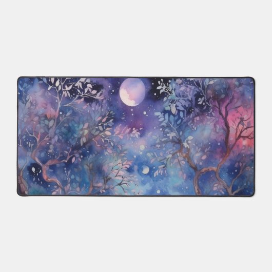 Moonlit Enchanted Forest Nightscape Bureaumat (Voorkant)