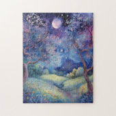 Moonlit Enchanted Forest Nightscape Legpuzzel (Verticaal)