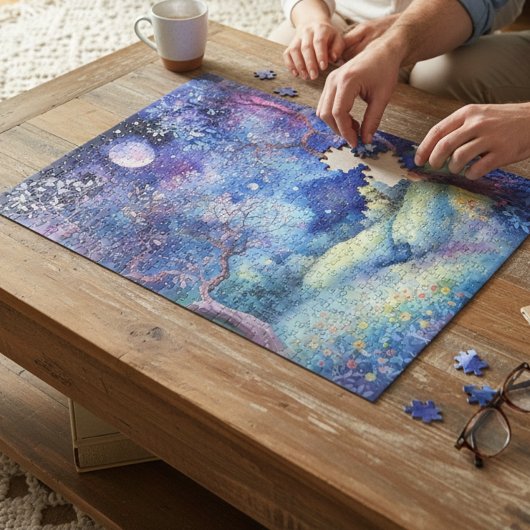 Moonlit Enchanted Forest Nightscape Legpuzzel