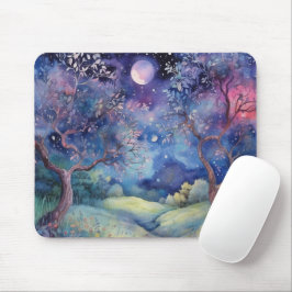 Moonlit Enchanted Forest Nightscape Muismat