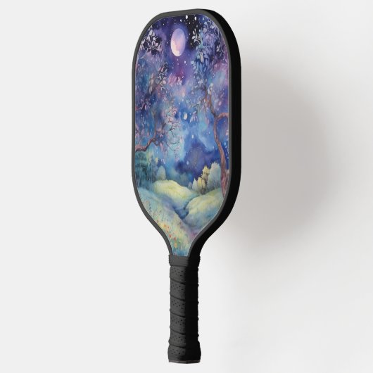 Moonlit Enchanted Forest Nightscape Pickleball Paddle (Links)