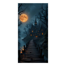Moonlit Enchanted Village Perfect Poster