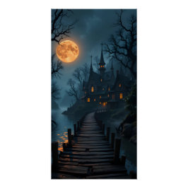 Moonlit Enchanted Village Perfect Poster