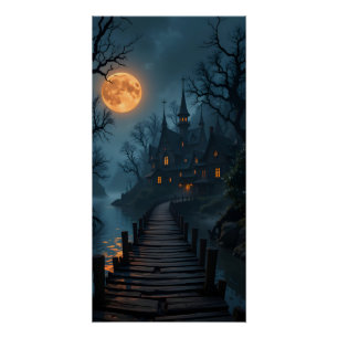 Moonlit Enchanted Village Perfect Poster