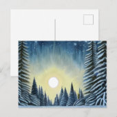 Moonlit Evergreen Snowscape onder de nachtsterren Briefkaart (Voorkant / Achterkant)