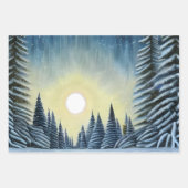 Moonlit Evergreen Snowscape onder de nachtsterren Inpakpapier Vel (Voorkant 2)