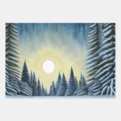 Moonlit Evergreen Snowscape onder de nachtsterren Inpakpapier Vel (Voorkant)