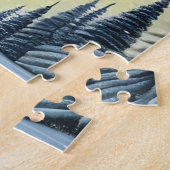 Moonlit Evergreen Snowscape onder de nachtsterren Legpuzzel (Zijkant)