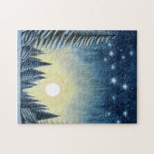 Moonlit Evergreen Snowscape onder de nachtsterren Legpuzzel (Horizontaal)