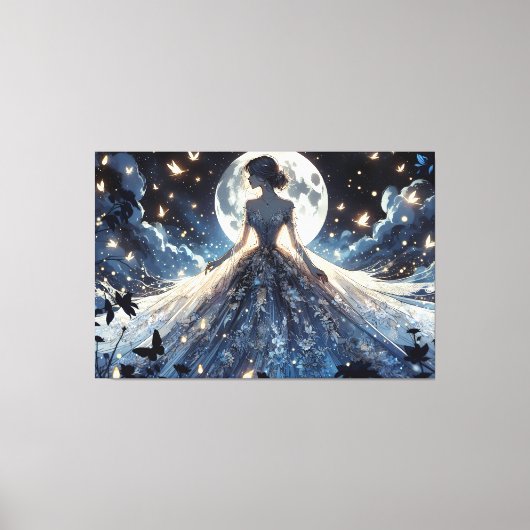 Moonlit Fairy Princess Celestial Gown Canvas Afdruk (Voorkant)