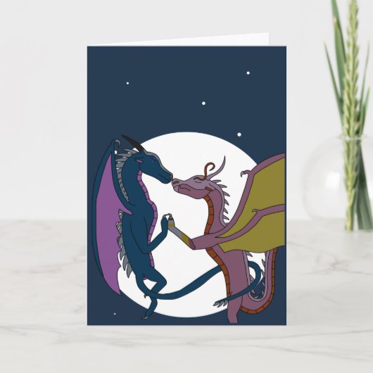 Moonlit Fantasy Dragon Couple Art Love Card Kaart (Voorkant)