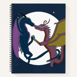 Moonlit Fantasy Dragon Couple Art Spiral Notebook  Notitieboek