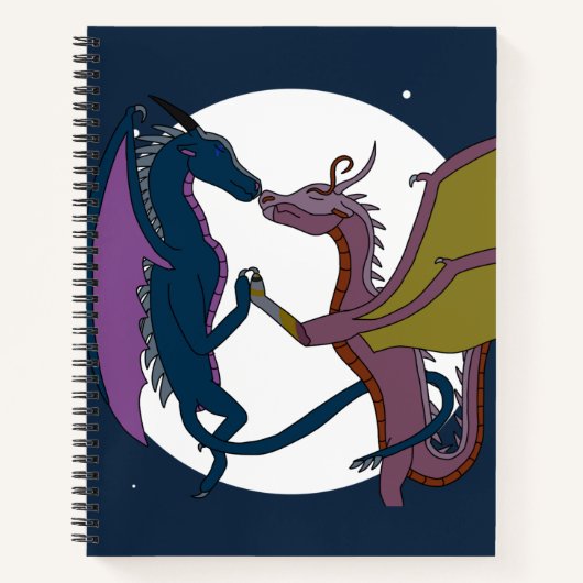 Moonlit Fantasy Dragon Couple Art Spiral Notebook  Notitieboek (Voorkant)