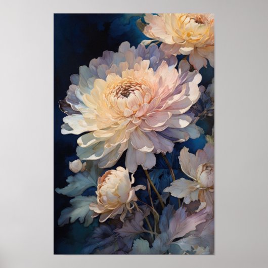 Moonlit Flora - Waterverf Flowers Botanische Kunst Poster (Voorkant)