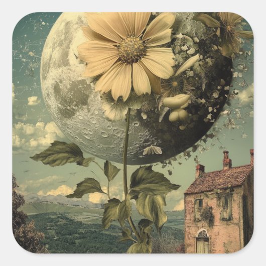 Moonlit Flower &  Charm Vierkante Sticker (Voorkant)