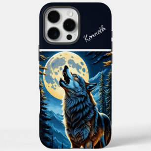 Moonlit Forest en Howling Wolf iPhone 16 Pro Max Hoesje