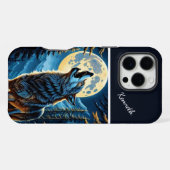 Moonlit Forest en Howling Wolf iPhone Hoesje (Achterkant horizontaal)
