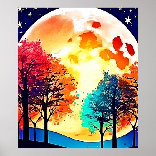 Moonlit Forest Fantasy Art Poster (Voorkant)