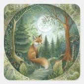 Moonlit Forest Fox Vierkante Sticker (Voorkant)