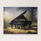 Moonlit Forest Piano | Digitale kunst Legpuzzel (Horizontaal)