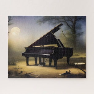 Moonlit Forest Piano Digitale kunst Legpuzzel