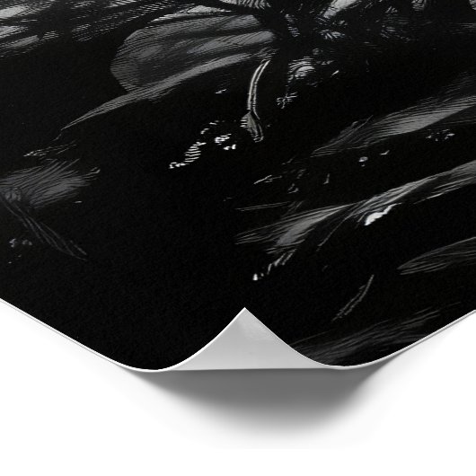 Moonlit Forest Reflection – Monochrome sereniteit Poster (Hoek)