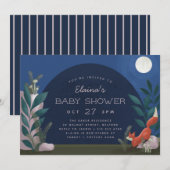 Moonlit Forest Woodland Fox Baby shower Invitation Kaart (Voorkant / Achterkant)