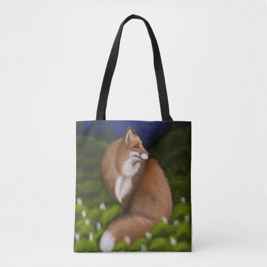 Moonlit Fox in Midnight Bossen Tote Bag (Voorkant)