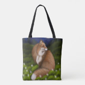 Moonlit Fox in Midnight Bossen Tote Bag (Achterkant)