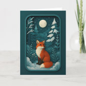 Moonlit Fox in Snowy Forest Card Kaart (Voorkant)