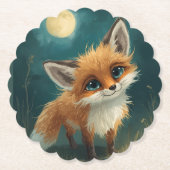 Moonlit Fox, Night Forest  Kartonnen Onderzetters (Voorkant)