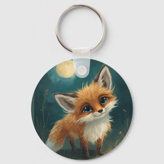 Moonlit Fox, Night Forest  Sleutelhanger (Voorkant)