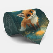 Moonlit Fox, Night Forest  Stropdas (Opgerold)