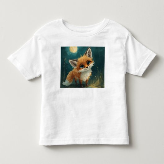 Moonlit Fox, Night Forest T-Shirt (Voorkant)