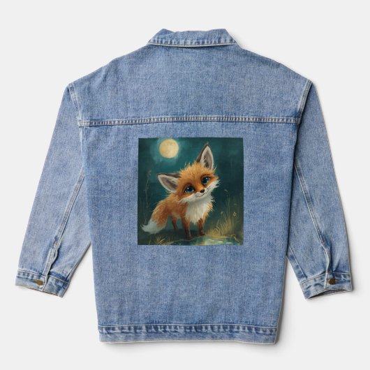 Moonlit Fox, Night Forest T-Shirt Denim Jacket (Achterkant)