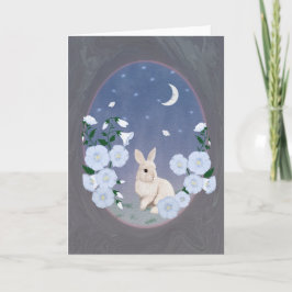 Moonlit Garden Bunny 5x7 Greeting Card  Kaart