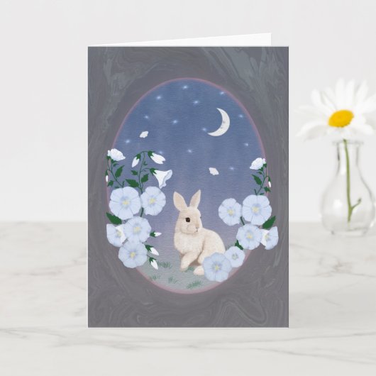Moonlit Garden Bunny 5x7 Greeting Card  Kaart (Kleine Plant)