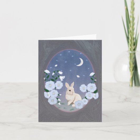 Moonlit Garden Bunny Small Greeting Card  Kaart (Voorkant)