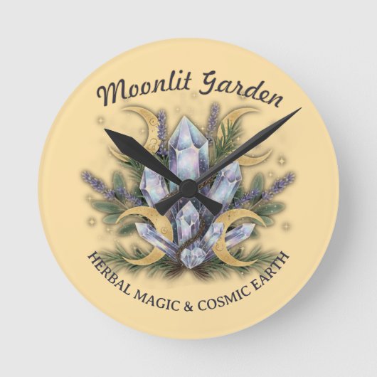 Moonlit Garden Crystal Bouquet • Herbal Magic Ronde Klok (Voorkant)