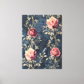 Moonlit Garden - Rozen op Midnight Blue Canvas Afdruk (Voorkant)
