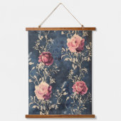 Moonlit Garden -  Rozen op Midnight Blue Hangend Wandkleed (Voorkant)