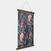 Moonlit Garden -  Rozen op Midnight Blue Hangend Wandkleed (Gebogen)
