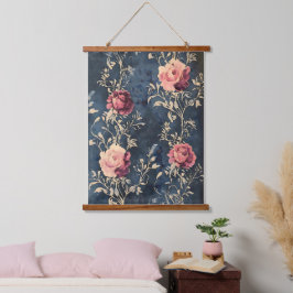 Moonlit Garden - Rozen op Midnight Blue Hangend Wandkleed