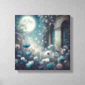 Moonlit Garden with Celestial Flowers and Stars Canvas Afdruk (Voorkant)