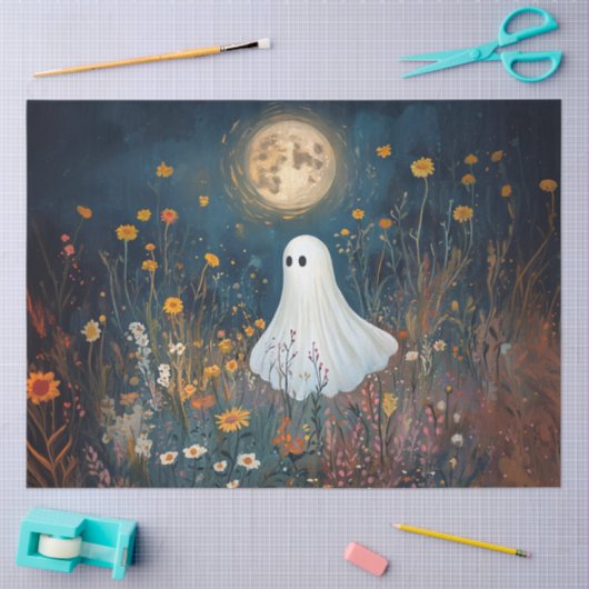 Moonlit Ghost in Wildflowers Decoupage Tissuepapier (Craft)